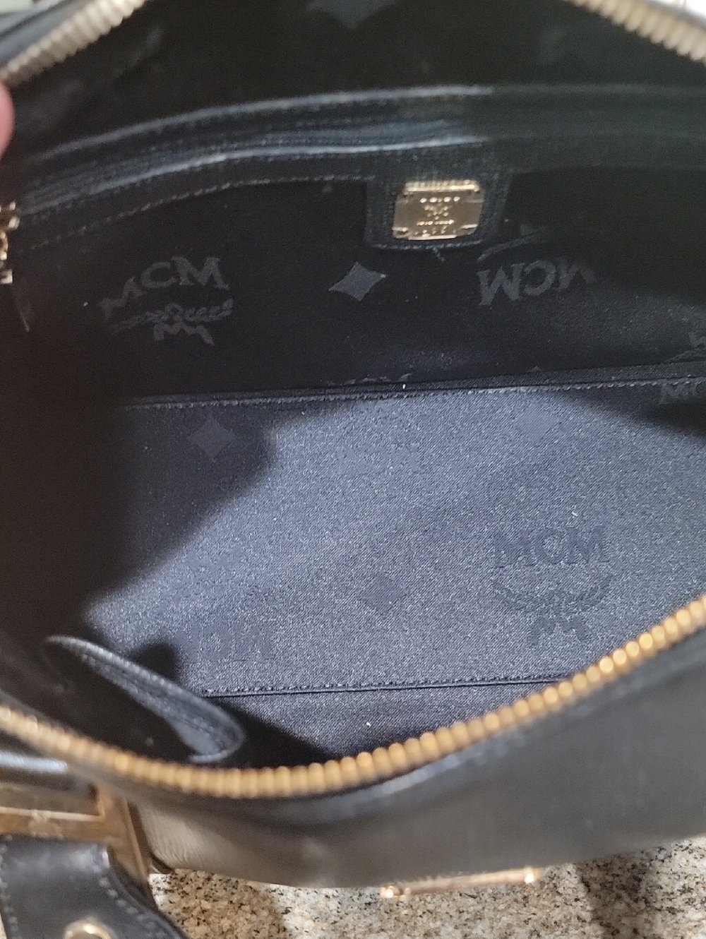 🌵MCM München Large BOSTON Shoulder Bag/Shoulder Bag - Black Textured Leather - Picture 12 of 14